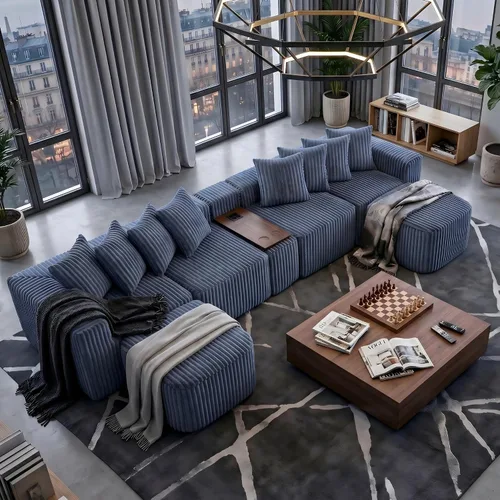 Vista 29 de sofás deshuesados en forma de U de 130", negro modular del sofá seccional