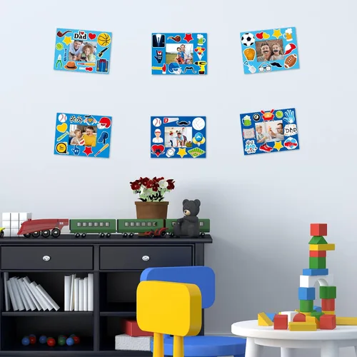 Vista 4 de chiazllta Paquete de 30 kits de manualidades para el día del padre para niños, marco de fotos del padre, arte de bricolaje, decoración de fiesta