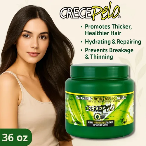 Vista 4 de CrecePelo Natural Fitoterapéutico Tratamiento capilar acondicionador profundo 36 oz – Mascarilla de hidratación botánica para fortalecer suavidad