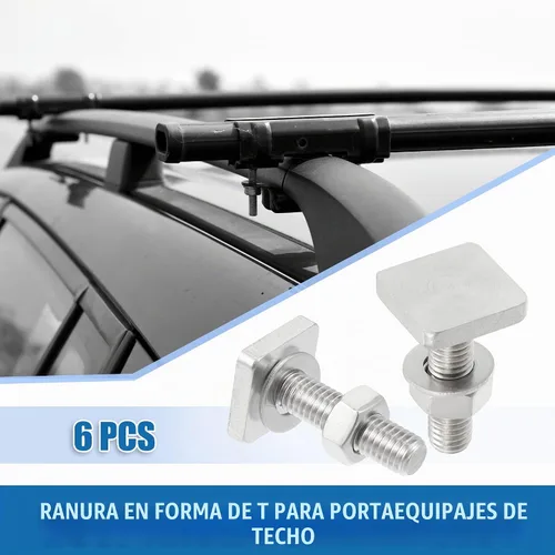Vista 2 de Perno de ranura en forma de T M8 con arandela de tuercas en forma de T, accesorios de acero inoxidable (paquete de 6)