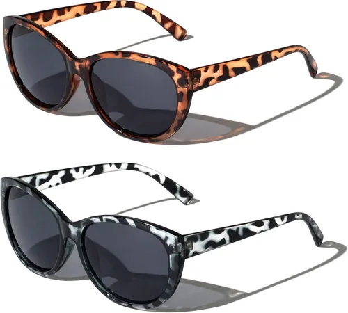 Vista 8 de 2 pares de lentes de sol de lectura para exteriores para mujer, de gran tamaño, con lente completa, leopardo