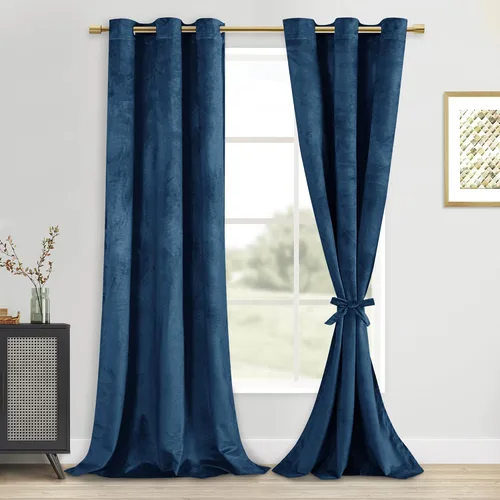 Vista 59 de DWCN - Juego de 2 paneles de cortina de terciopelo con ojales negros, tratamiento de ventanas con aislamiento térmico, apilables, decoración moderna
