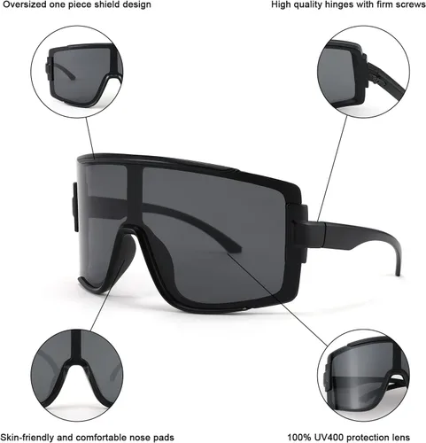 Vista 5 de FEISEDY Gafas de sol para hombres y mujeres, gafas de béisbol deportivas de los años 80 para jóvenes, adolescentes, correr, softbol, B4057
