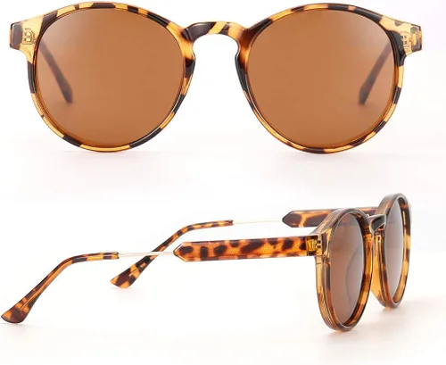 Vista 2 de Lentes de sol polarizados para mujer, estilo retro, redondo, para mujer, estilo vintage