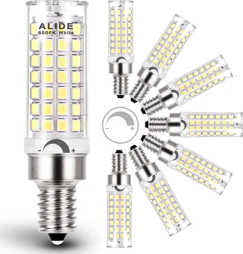 Vista 12 de Bombilla LED E12 regulable de 5 W C7, reemplaza equivalente a halógeno E12 de 40 W, blanco cálido 2700 K, base T6 de 110 V, 120 V, E12, bombillas