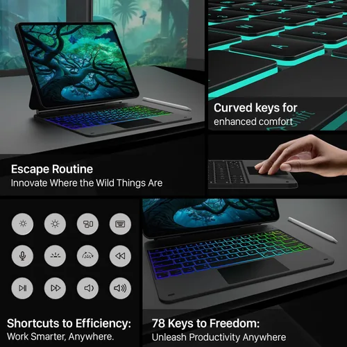 Vista 7 de typecase Funda de Teclado Edge para iPad Air de 13 pulgadas (M3/M2, 2025/2024) y iPad Pro de 12.9 pulgadas (6ª/5ª/4ª/3ª generación), Teclado Magic