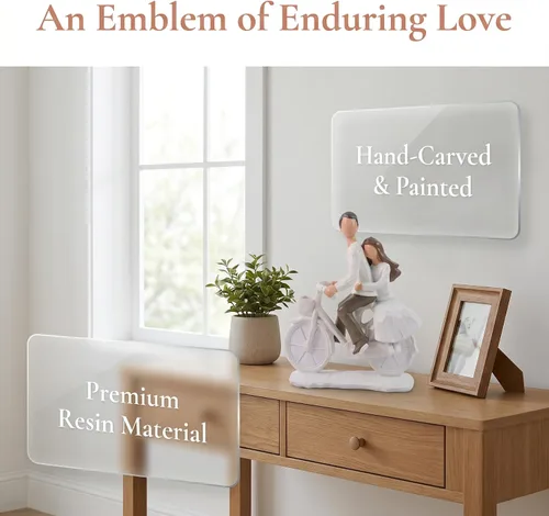 Vista 4 de jinhuoba - Figuras románticas para parejas, estatua de escultura de amor juntos pintada a mano, el mejor regalo de matrimonio de boda, regalo