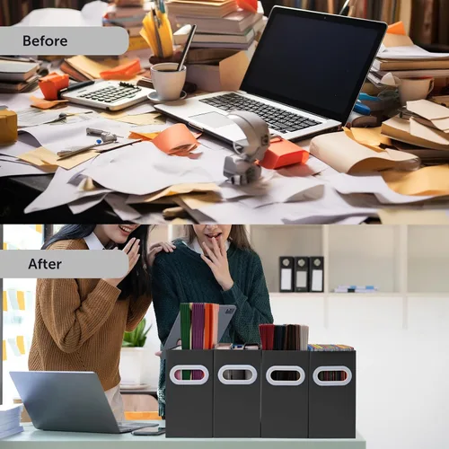 Vista 5 de Organizador de archivos colgante, organizador de carpetas de archivos de cartón para tamaño carta, caja de almacenamiento de documentos