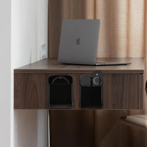 Vista 7 de Cosmos Paquete de 2 soportes acrílicos para control remoto, soporte adhesivo de pared, organizador de montaje en pared, caja de almacenamiento