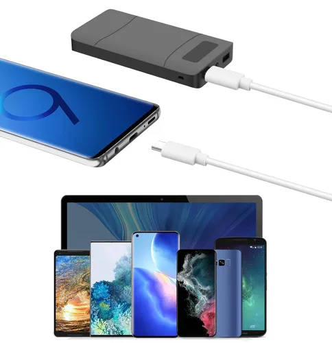 Vista 4 de Paquete de 5 cables cortos USB C a USB C de 12 pulgadas, color blanco