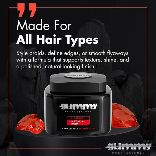 Vista 6 de Gummy Gel profesional para el cabello para hombres y mujeres – Gel de peinado de fuerte sujeción para looks de espalda resbaladiza, rizos, trenzas