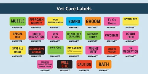Vista 5 de para instrucciones de cuidado veterinario de eutanasia instrucciones veterinario, material médico, 1-5/8" x 7/8", amarillo fluorescente, 560/rollo