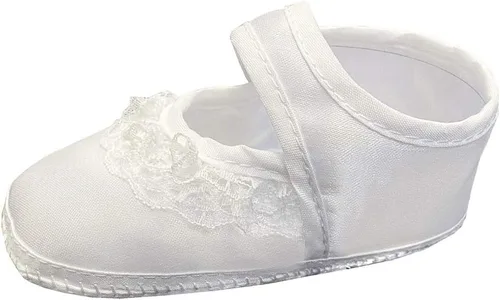 Vista 4 de Pink Princess Zapatos de bautismo para bebé niñas - Blanco Bebé Bautizo Zapatos Bebé Botines Recién Nacido - Zapatos de Bautizo para Nina