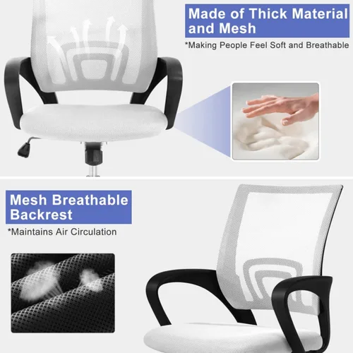 Vista 6 de Silla de oficina ergonómica de malla, silla de computadora con soporte lumbar y reposabrazos, silla de escritorio ajustable para computadora