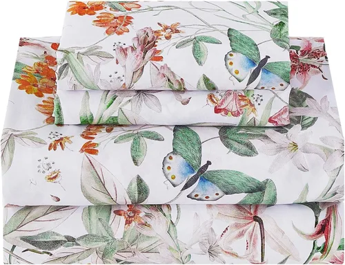Vista 50 de Softan Juego de sábanas tamaño matrimonial con estampado geométrico de rombos y leopardo, sábanas bajeras de microfibra con bolsillo profundo de 15