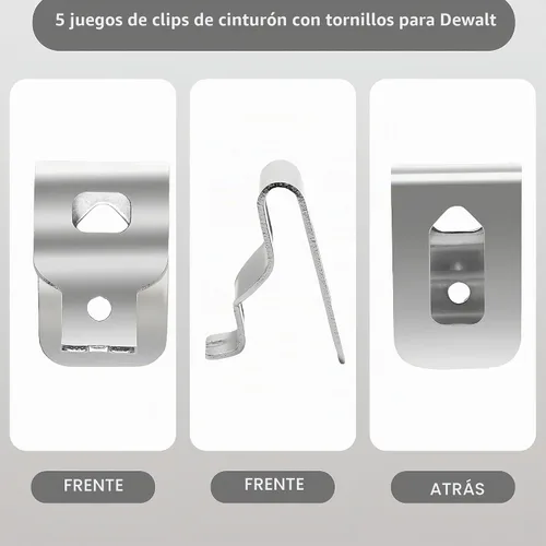 Vista 3 de Paquete de 3 clips para cinturón N268241 N086039 para herramientas DeWalt de 20 V, acero inoxidable 304