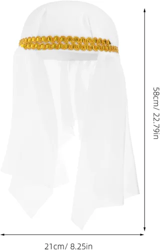 Vista 3 de Sombrero árabe para hombre, tocado árabe, accesorios para decoración de Halloween (M) blanco, Blanco
