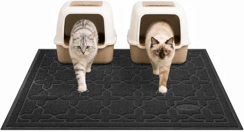 Vista 10 de Yimobra Tapete de arena para gatos, 24"x20" tapete con malla de bloqueo de arena, tapete suave para arena para gatos tapete atrapa arena, fácil