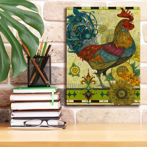 Vista 3 de Epic Graffiti 'Rooster' by David Galchutt, Canvas Wall Art, 12"x16