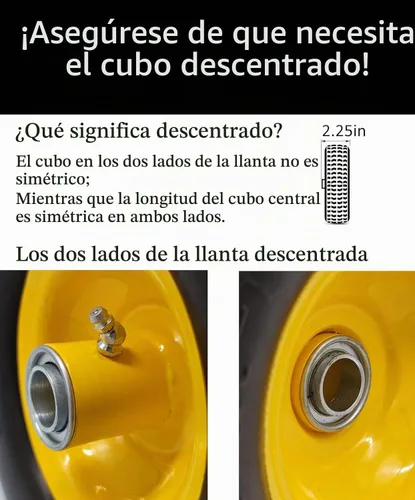 Vista 2 de Neumático Antipinchazos 4.10/3.50-4 para Carretilla de Mano con Orificio de Eje de 3/4", Desplazamiento de 2.2", Neumático Sólido de Repuesto de 10