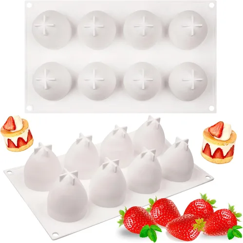 Vista 13 de 2 piezas de moldes de silicona para pastel de bola de diamante, moldes de silicona para hornear pastel de mousse geométrico 3D de media bola, moldes