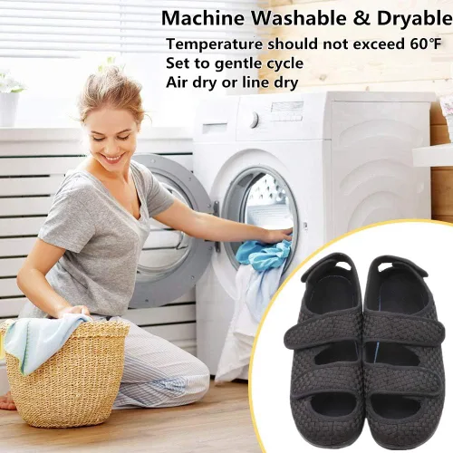Vista 6 de Zapatillas de mujer extra anchas ajustables para diabéticos y edema, pies hinchados, zapatos para caminar para interiorexterior sandalias ortopédicas