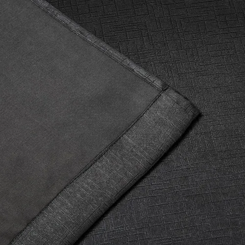 Vista 6 de Bujasso Cortinas de jacquard negras con bolsillo para barra, pestaña trasera y lazos de lujo, cortinas aisladas térmicamente para oscurecer