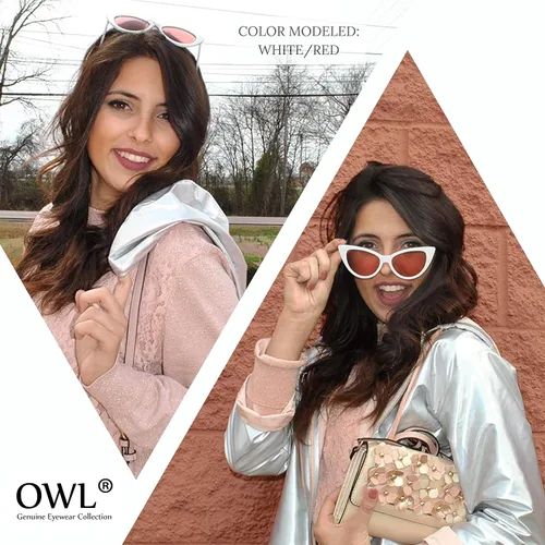 Vista 15 de OWL Gafas de sol Cateye para mujer, diseño retro clásico vintage con alas altas