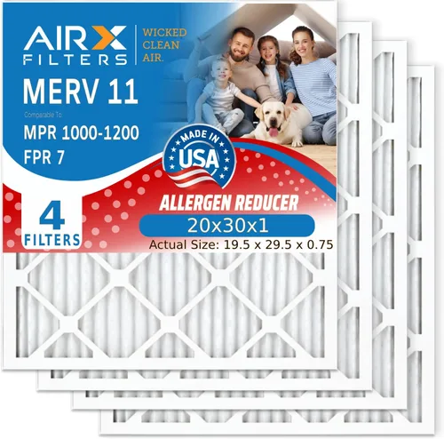 Vista 6 de AIRX FILTERS WICKED CLEAN AIR. Filtro de aire 10x20x1 MERV 11 electrostático plisado filtro de aire acondicionado paquete de 4 filtros de horno HVAC