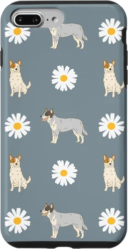 Vista 12 de Funda azul para iPhone 16 con diseño de perro Heeler y margarita azul polvoriento