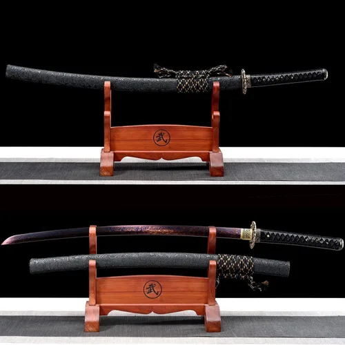 Vista 2 de Espada japonesa de samurái Katana auténtica hecha a mano de acero al carbono 1095 de alta calidad, espada de dragón real y afilada, Katana