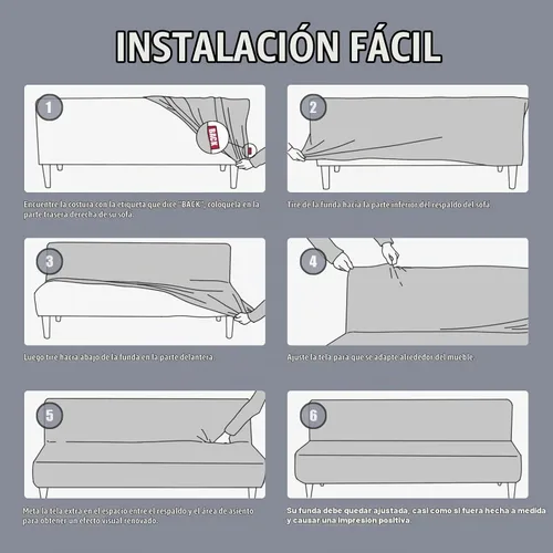 Vista 6 de molasofa - Funda elástica para futón de aspecto de cuero, cubierta para sofá sin brazos, protector de muebles con parte inferior elástica, funda