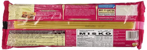 Vista 2 de Misko #2 Macarrones griegos Pastitsio Fideos para pasta 17.64 oz (paquete de 5) #1 pasta brand in Greece. Perfect pasta for Greek pastitsio