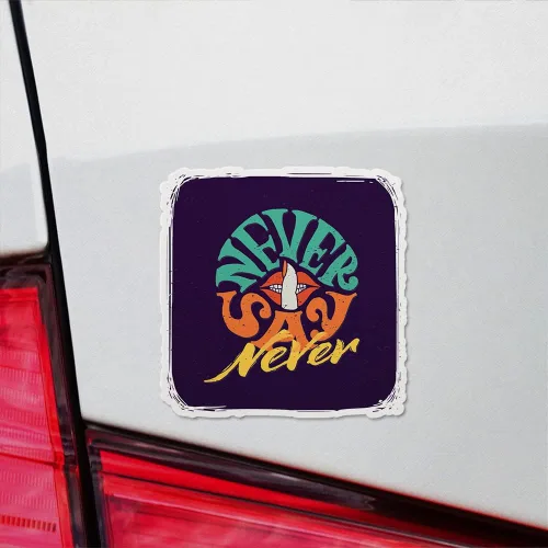 Vista 2 de Calcomanías de vinilo de Never Say Never Premium para interiores (sin impermeabilidad), accesorios de teléfono portátil, casco, ventana