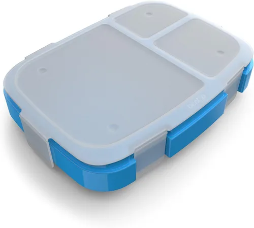 Vista 9 de Bentgo Fresh Tray (Aqua) con cubierta transparente, reutilizable, sin BPA, recipiente de preparación de comidas de 4 compartimentos con control