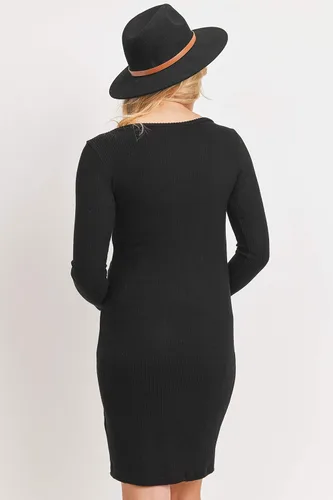 Vista 8 de HELLO MIZ - Vestido de maternidad acanalado de punto para mujer con manga larga