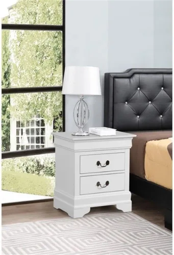 Vista 2 de Glory Furniture Louis Phillipe - Mesita de noche con 2 cajones, color blanco