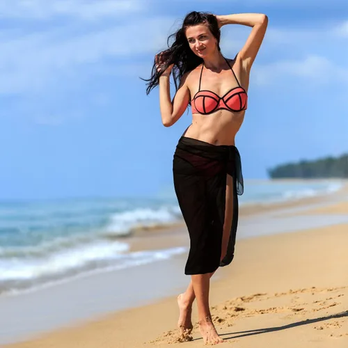 Vista 2 de CHIC DIARY Beach Cover Up for Women Swimwear Chiffon Pareo Bikini Sarong Bathing Swimsuit Wrap Skirts