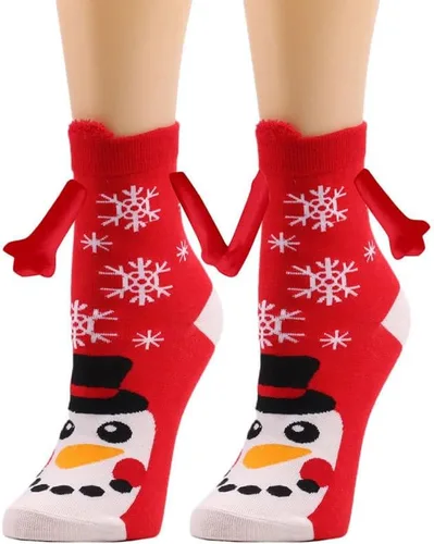 Vista 5 de Anager 5 pares de calcetines de Navidad de la mano tomados de la mano pareja magnética mano media tubo calcetines divertidos regalos de Navidad