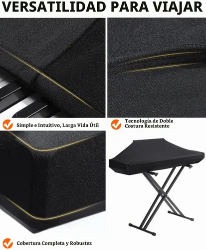 Vista 7 de Cubierta antipolvo para teclado de piano, cubierta ajustable