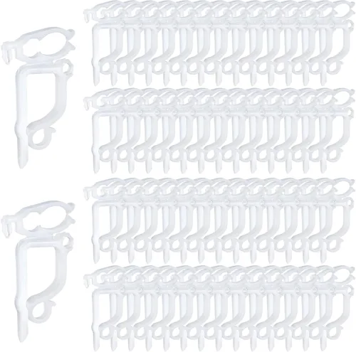 Vista 9 de Paquete de 100 clips para luces navideñas, clips para luces de Navidad para exteriores, gancho para canalones para decoración navideña de interiores