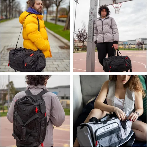 Vista 3 de BAGSMART Sports - Bolsa de viaje para gimnasio, bolsa de lona impermeable para hombres y mujeres, bolsa de entrenamiento de fin de semana, Gris