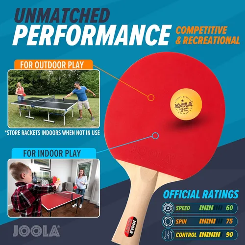 Vista 3 de JOOLA Family Premium Ping Pong Paddles Set of 4 - Advanced Table Tennis Rackets, 10 Training 3 Star Ping Pong Balls, and Storage Case - Competitive