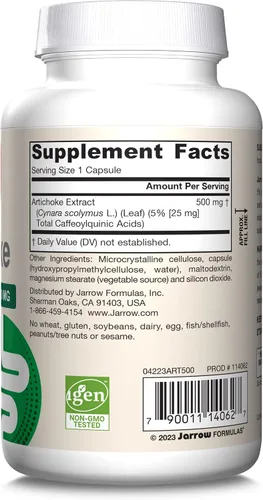 Vista 10 de Jarrow Formulas Alcachofa 500 mg - Extracto de alcachofa estandarizado - 180 porciones (cápsulas vegetales) que apoyan la salud y la digestión