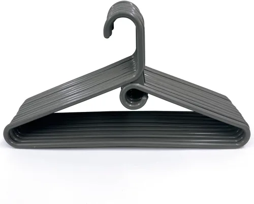 Vista 7 de Perchas para ropa de plástico, paquete de 10 perchas de plástico resistentes que ahorran espacio, perchas para pantalones para organización