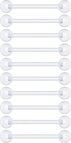 Vista 21 de Anillos de plástico para pezón – Anillos de lengua transparentes – Piercing hipoalergénico recto Bioflex