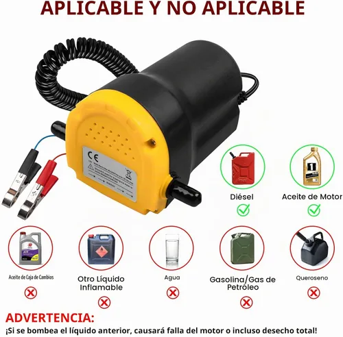 Vista 3 de Bomba extractora de aceite de 12V 60W, bomba de cambio de aceite mejorada, bomba extractora de transferencia de líquido diesel de succión