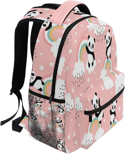 Vista 44 de ATTX Linda mochila con diseño de panda para niños y niñas, Panda-h, Ciclismo