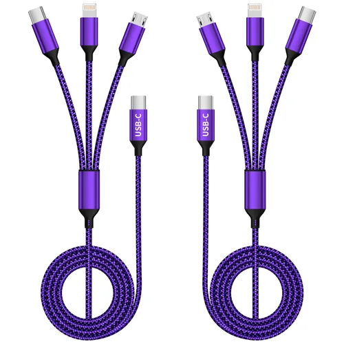 Vista 29 de Cable de carga 4 en 1 de 240 W máximo, cable USB C de carga rápida con chip E-Mark, cable USB A/C a C/Lightning, cable de carga múltiple para iPhone