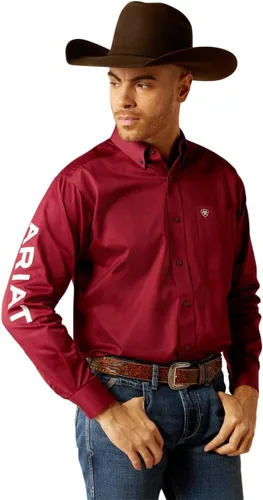 Vista 4 de Camisa de sarga con logotipo del equipo ARIAT de ajuste clásico para hombre Sea Scape USA 3X-Large Turkish Sea